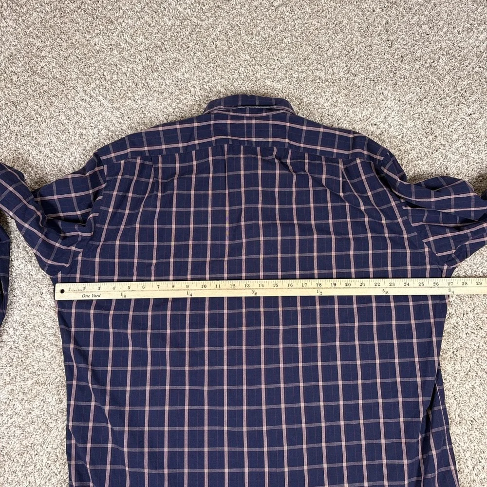 Polo Ralph Lauren Shirt Mens XL Navy Plaid Marlowe 100% Cotton Button Up Classic
